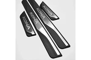 ENFILY Car Outer Door Sill Kick Plates Protector Accessories for Hyundai Kona 2017-2021, Stainless Steel Threshold Welcome Pedal Cover, Scuff Guard Decoration Stickers