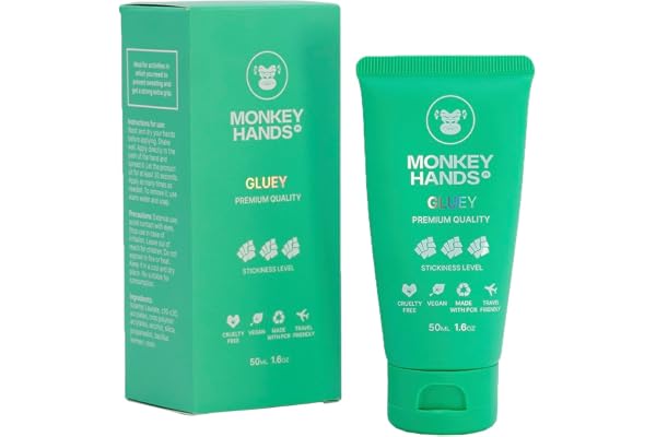 Monkeyhands Gluey Grip - Gel Super Adhérent pour Fitness et Pole Dance - Idéal pour Calisthenics, Anneaux, Parkour, Gymnastique - Vegan, Sans Parabènes, Avec Résine - Vert, 50ml