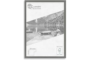 CLAMARO Collage 20 Picture Frame 61 x 91.4 cm Handmade to Measure | Steel Grey | Modern 20 mm Wide Slim Design MDF Wooden Picture Frame with Acrylic Glass, Back Panel and Hanger
