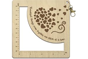 arricraft Calibre de Aguja de Tejer de Madera, Tarjeta de Control Giratoria con Patrón de Amor Agrupado, Regla de Ganchillo Hueca Marcada con Tamaño En Cm Y Pulgadas, con Orificio para Accesorios