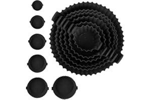 peaceking 6 Pezzi Teglia Silicone per Friggitrice ad Aria, Accessori Friggitrice ad Aria, Teglia Cestino Pentola Friggitrici Adaria Stampi Compatible con Airfryer Princess Xiaomi Ninja (Nero)