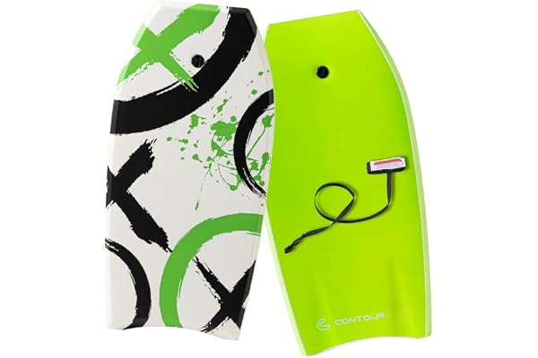 CONTOUR SURF Kroppsbrädor för strand 104 cm lätt hållbar kroppsbräda med EPS-kärna dubbel kanal dubbelt svängbart lindat handledskoppel idealiska kroppsbrädor för barn, tonåringar och vuxna