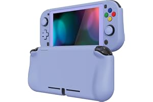 PlayVital ZealProtect Hülle für Nintendo Switch Lite, Case Hülle Schutzhülle Tasche Zubehör, Ergonomische Grip Joycon mit Schutzfolie&Joystick-/Tasten-Kappen für Nintendo Switch Lite(Helles Violett)