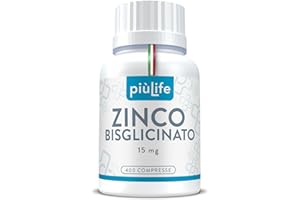 +LIFE Zinco Integratore 400 Compresse Di Zinco Bisglicinato PiùLife, 15mg Puro Per Compressa, Integratore Pelle Acne, Capelli, Unghie, Vista, Antiossidanti Integratori Difese Immunitarie