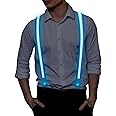 MAKINGTEC Men's Led Suspenders, Light Up Suspenders 3 Flash Modes LED Glow Suspenders, Adjustable Illuminated Bow Ties with Zipper, Costume Accessory for Parties, Bars, Halloween, School (blue)