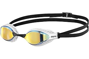 arena Air-Speed Mirror Occhialini Nuoto Gara Unisex Adulto, Occhialini Piscina con Ampie Lenti, Anti-Appannamento, Protezione UV, 3 Ponti Nasali Intercambiabili, Guarnizioni Air Seals