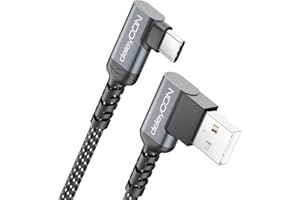 deleyCON 0,5m Cavo USB C Corto 2x Angolato 90° USB-A a USB-C Cavo di Ricarica e Dati per iPhone 17 16 15 Pro Max Air Galaxy A16 A56 S25 S24 S23 Pixel AirPods Notebook PS5