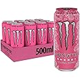 Monsters Energy Ultra Rosa, Zero Sugar Energy Drink, 500ml Can, Pack of 6 (UK)
