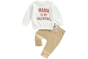 Xeadoffubio Newborn Toddler Baby Boy Valentine's Clothes Crewneck Sweatshirt Jogger Pants my first Valentine's Day Outfits Letter Print Toddler Boys Casual Pants Suit …