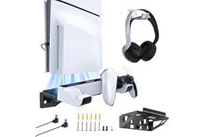 NexiGo PS5 Wall Mount Kit with Charging Station for PS5 Slim & Gen 1 Consoles, Controllers & Headphones, Organizes Multiple Accessories, Fast Charging, Ultimate Security & Durability