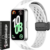 Rongep [Air-Loop] Huawei Band 10-9-8 ile Uyumlu Kordon Manyetik Kilit Mekanizmalı Huawei Band 10 Yumuşak Silikon Kordon Nefes