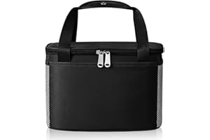 HOTLIKE Kühltasche 12L Picknicktasche Thermotasche Lunchtasche, Groß Wasserdicht Lunch Tasche Mittagessen Isoliertasche, Thermo Tasche für Arbeit Schule Reisen Picknick Wandern Grillen (Schwarz)