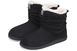 GURGER Hausstiefel Herren Damen Plüsch Gefüttert Hüttenschuhe Hausschuhe Warm Feste Sohle