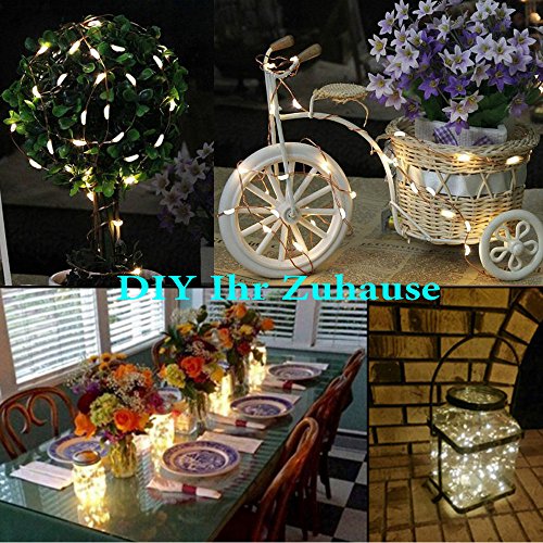 VOYOMO(TM) 4 Stück 10er LED-Lichterkette Warmweiß Weihnachtsbeleuchtung Innen Micro Draht Batterie-betrieben 3.3Ft/1M - 5