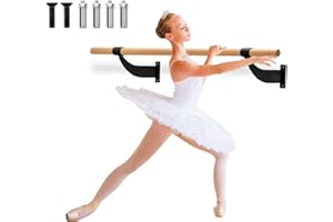 KOMFOTTEU Barra de Baile de Pared, Barra de Ballet de Madera de Haya, Barra de Danza Clásica de 38 mm de Diámetro, para Yoga, Estiramiento, Estudio, Niños y Adultos