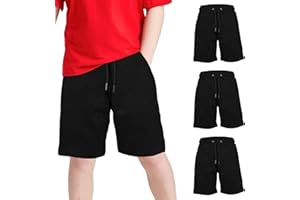 Keanu 3 Pack Boys Regular Fit Fleece Shorts with Zip Pockets, Elastic Waistband, and Drawstring – Sizes 5-14 Years - Black and Dark Assorted Colours