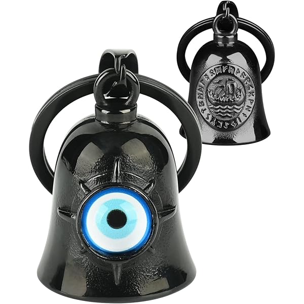 Motorcycle Bell: Gremlin Bell Motor | Viking Vegvisir Nordic Motorbike Bell Guardian, Key Chain Lucky Gifts for Men, Black, S