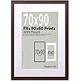 A2Z Home Solutions® Wall Photo Frame Walnut 70x90 cm Frame With 80x60 cm Mount Picture Poster Print With Clear HD Perspex 30x15 MM Moulding Mounting Hooks MDF Backboard