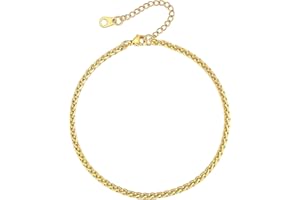 Supcare Women's Anklets, Cuban/Snake/Figaro Chain Ankle Bracelets Summer Beach Jewellery, Stainless Steel/Black/Gold Anklet for Women Mum