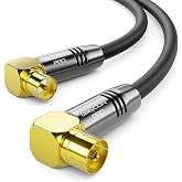 deleyCON 1.5 m TV Antenna Cable 4K - 4K Ultra HD Full HD HDTV - 2x Elbow - Coaxial Cable - IEC Connector (90&deg;) to IEC Socket