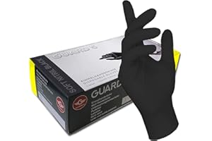 GUARD 5 EU-Schutz 100 pièces/boîte, Gants en nitrile taille L, Gants en nitrile noir, Gants jetables noirs non poudrés & sans latex, Gants de cuisine jetables, Gants d'hygiène noirs jetables