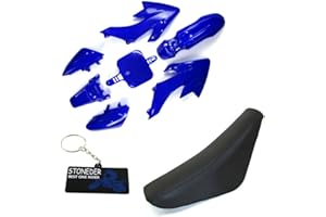 STONEDER - Carénage d'ailes en plastique Bleu - Siège haut en mousse - Pour moto hors route CRF50 XR50 de 50, 125 ou 160 cc