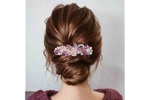 Yheakne Fermaglio per capelli in cristallo Fermaglio con strass viola Fermaglio Bling Copricapo da sposa Fiore decorativo Accessori(Oro e viola)