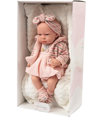 ARIAS Bambola Noemi Luna Nanna 40 Cm Con 14 Suoni E Occhi Che Si Chiudono – Set Con Ciuccio E Coperta