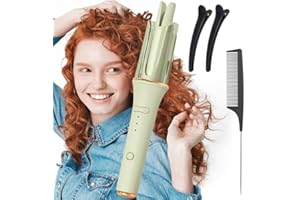 Paide P Rizador de Pelo Profesional con Rotación Automática 360º. Plancha Rizadora de Pelo de Calentamiento Rápido con Control de Temperatura Integrado. (Verde)