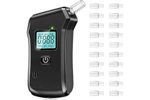 FIVAVA Alkoholtester, Polizeigenau Alkoholmessgeräte mit 20 Mundstücken, Alkoholmessgerät für Den Einsatz zu Hause Oder Auf Partys