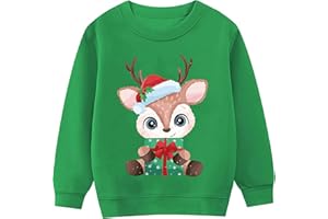 LXKA Boys Kids Christmas Jumper Sweatshirt Xmas Jumpers Reindeer Snowmen Santa Long Sleeve Tops Cotton T-Shirts Toddler Crew Neck Casual Winter Clothes Age 1-7 Years