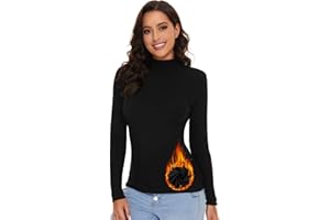 SIMIYA Womens Turtle Neck Tops Soft Thermal Underwear Free Cutting Base Layers Ladies Long Sleeve Tops Plain Jumpers Mock Neck Pullover