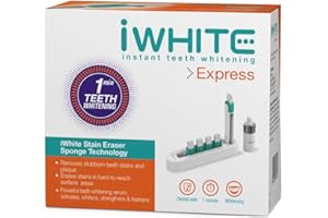 Kit de blanqueamiento dental iWhite Express | Blanqueamiento dental | Borrador de manchas obstinado | Resultados instantáneos de un minuto | Fortalece y protege el esmalte
