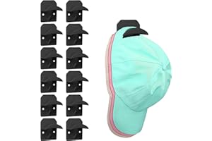 DOINEUFL 12 Pcs Hat Holder, Cap Holder for Baseball Caps, Baseball Cap Storage, Hat Rack for Wall, Baseball Hat Hooks for Wall