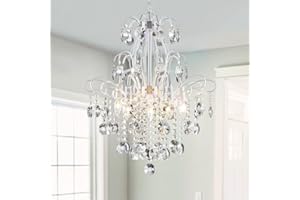 WUZUPS Kristall Kronleuchter 5-flammig Pendelleuchte Deckenleuchte moderne Leuchte für Schlafzimmer Flur Bar Küche Bad, H 57 x B 50, E14 Sockel, Weiß