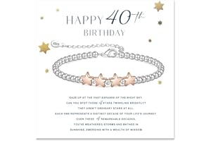 FENNELISA 30th 40th 50th 60th 70th Birthday Gifts for Women,Adjustable Silver Bracelet for Women Sterling Silver Bracelet Birthday Gifts with Cards for Mum Daughter Sister Grandma