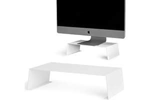 ETTERR Podstawka pod monitor, metalowa podstawa, podwyższona platforma do komputera, ekranu, stołu, ergonomii biurowej, elegancka, nowoczesna konstrukcja półki (biały)