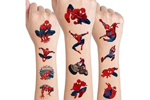 HOPASA Spider_man Superhero Avengers Temporary Tattoos stickers for kids (8 Sheets) Spiderman Birthday Party Supplies Favors Cute Fake Tattoos Stickers