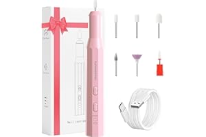 XunmotorYao Lima Eléctrica Uñas Profesional Fresa de Uñas Eléctrica Inalámbrica Portátil 6 en 1 lima electrica uñas USB Kit de Manicura y Pedicura Eléctrico para Salón DIY,Rosa