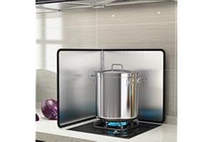 ReachMall Cooking Stove Splatter Guard, Kitchen Anti Oil Splatter Shield Guard Block Stainless Steel Folding Cooker Side Fat Oil Splash Guard for Counter Wall Floor(A)