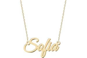 UMAGICBOX Exquisite Personalized Name Necklace|Choose from 14 Font Styles|Customizable 18K Gold Plated Stainless Steel & Sterling Silver Pendant|Unique Gift for Her