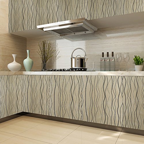 KINLO® Folie Möbel Gelb Folie Küche 500x61cm TOP Qualität Dekofolie mit Linie Küchenschrankfolie Anti-Schimmel Möbelfolie aus Hochwertigem PVC folie selbstklebend Umweltschutz Tapete folie wanddeko 2 Jahren Garantie - 2