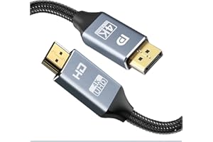 BSWL 4K DisplayPort to HDMI Cable,3M DP to HDMI Cable Converter Ultra HD DP to HDMI Adapter Nylon Braided Uni-Directional DisplayPort PC to HDMI Monitor for Monitor,PC,Laptop,Projektor, Silver