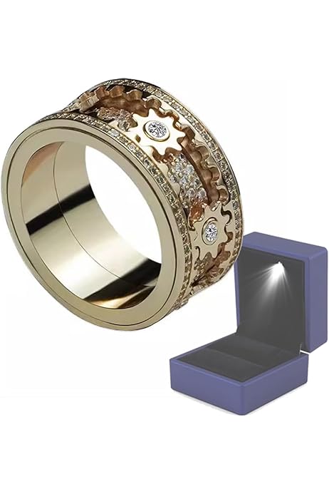 Bague Rotative Anti-stress - Bijou Sensoriel Pour Femme Et Homme - Cuivre Avec Zircon - Réglable Et Discret
