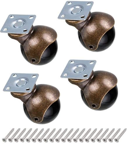 Aisaving Sfera girevole ruote girevoli a 360 °, 3,8 cm a ruota piastra superiore con cappuccio Furniture Caster capacità 20 kilogram, confezione da 4