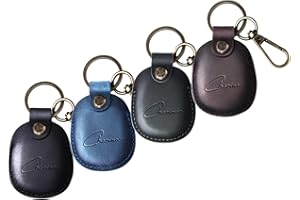 CHARINOR Hülle für Apple AirTag Anhänger, Airtags Schlüsselanhänger aus ECHTEM Leder, Versteckt Hülle für Air Tag[4er Pack-Kaffeebraun+Blau+Schwarz+Grün]