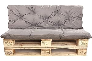 Coussins Palette, Coussins pour palettes externes/Coussin Euro Palette, Coussin canapé, Coussin Salon de Jardin (Set:120x60+120x50cm, Gris)