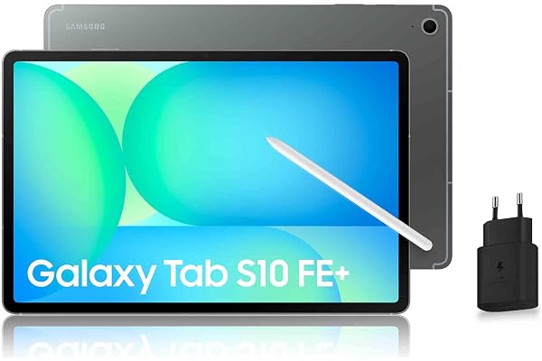 Samsung Galaxy Tab S10 FE+, Tablette Android 5G 13.1" 256 Go, S Pen inclus, Certification IP68, Gris Anthracite, Chargeur Secteur Rapide 25W Inclus, Version FR