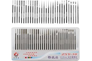 Treki 30PCS Fraises Diamant 2.35mm Tige Fraises Diamantées Titane Fraises à Limes Rotatives Accessoires Fraises Bavure à Limes pour Graver sur Céramique Pierre Verre Bijoux
