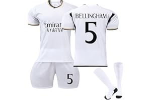 OVERSTEPA Maillot de Foot,No.5 Bellingham,No.7 Vinicius jr,Football Ensemble Garçons/Adultes Entrainement T-Shirt et Short avec Chaussettes